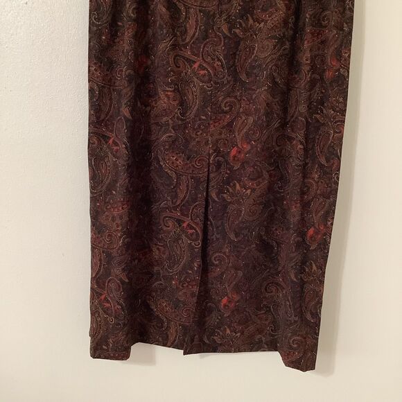 Vintage Red Paisley Dark Academia Whimsigoth Witchy A Line Midi Skirt 16W Autumn - Picture 6 of 8